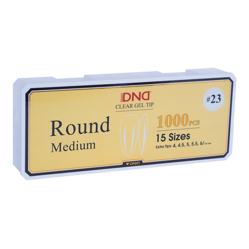 DND Gel E Tip Clear, Round Medium #23 (Pk: 1,000 pcs/box)