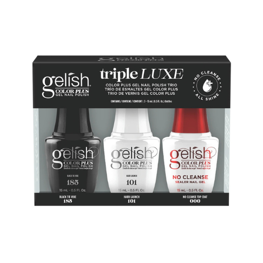 Gelish Color Plus, Triple Luxe Trio Pack (Black Tie Vibe, Hard Launch, No Clean Top Coat)