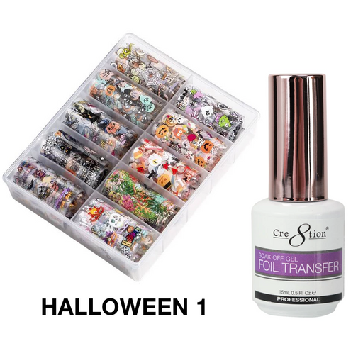Cre8tion Nail Art Transfer Foil, Halloween Collection, #01, 10 Designs/set, 1101-1088 OK0926MD