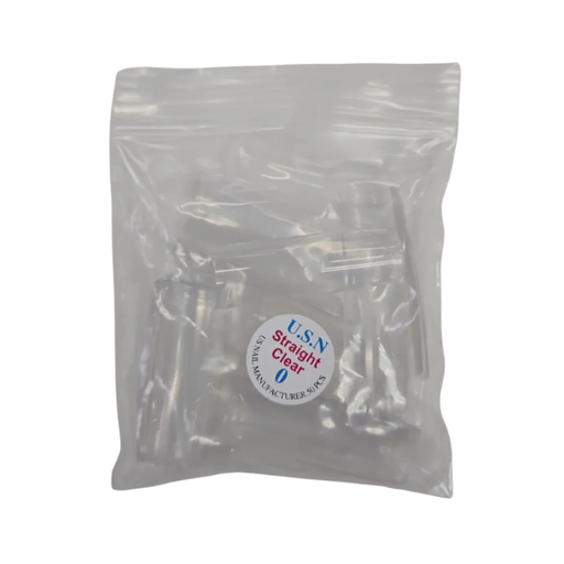 USN Long Straight Crystal Clear Nail Tip (LTC), BIG Bag (Pk: 50 pcs / Small Bag, 100 Small Bags / Big Bag), 000