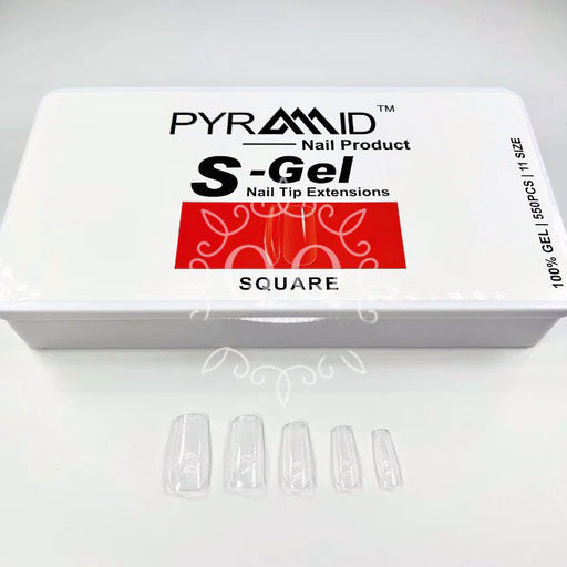 Pyramid S-Gel Extension Nail Tips Box, 11 Sizes, SQUARE