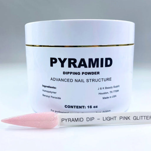 Pyramid Dipping Powder, Pink & White Collection, PINK GLITTER, 16oz OK1204LK