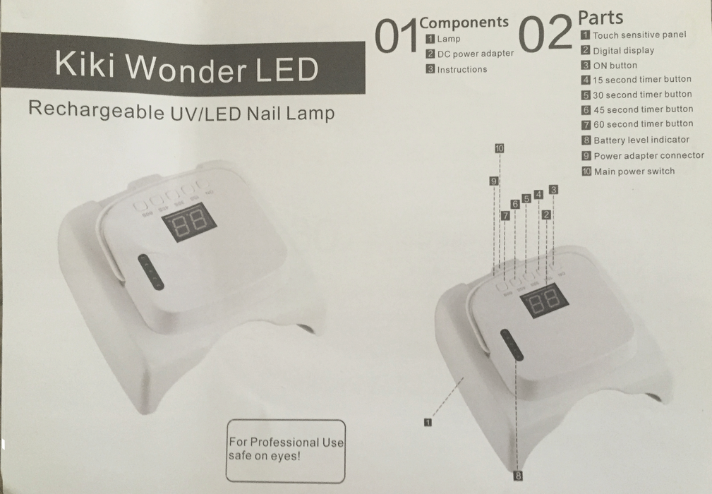 Kiki Wonder CORDLESS Rechargable UV LED Nail Lamp KK1025