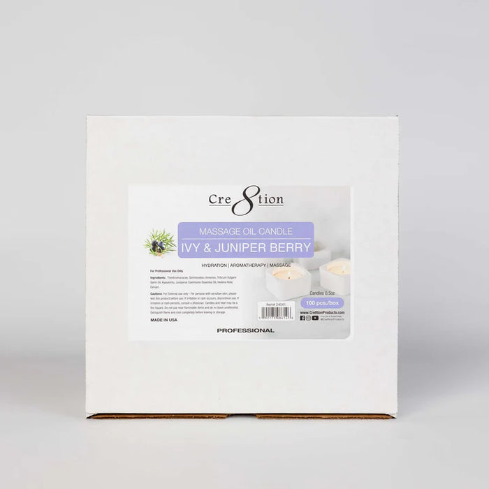 Cre8tion Massage Oil Candles - Tealight 0.5oz - IVY & JUNIPER BERRY (Pk: 100 pcs/box)