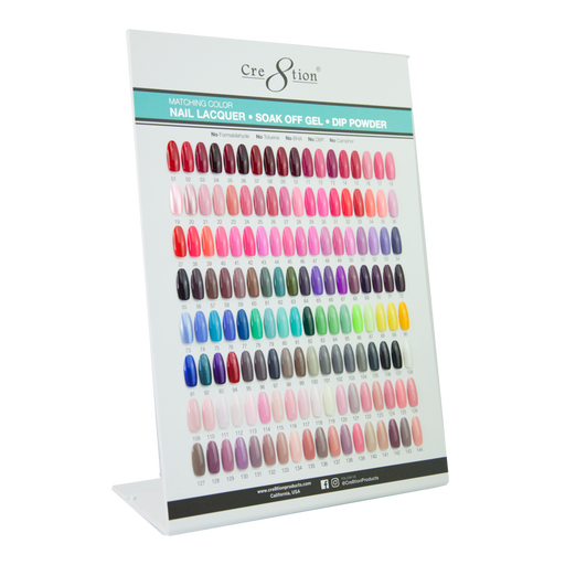 Cre8tion 3in1 Dipping Powder + Gel Polish + Nail Lacquer, Counter Foam Display Color Chart, A OK0911VD
