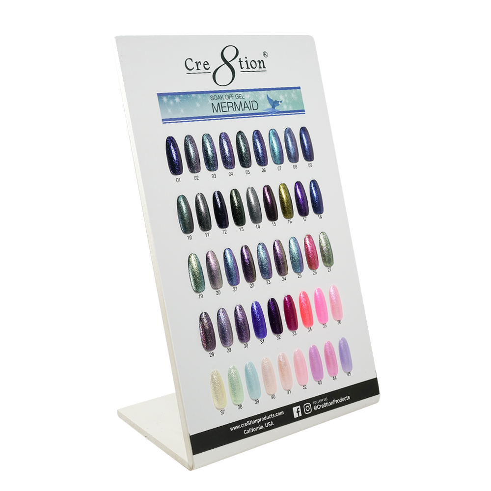 Cre8tion Mermaid Gel Polish, Counter Foam Display Color Chart, 37046 KK0820