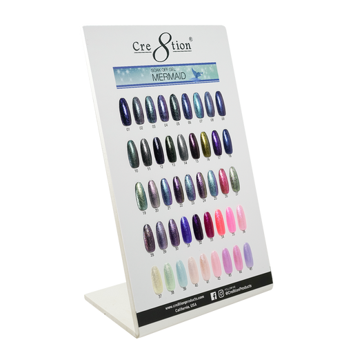 Cre8tion Mermaid Gel Polish, Counter Foam Display Color Chart, 37046 KK0820