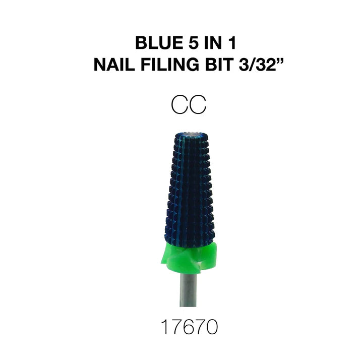 Cre8tion Blue 5in1 Nail Filing Bit - CC 3/32 (Pk: 50 pcs/box)