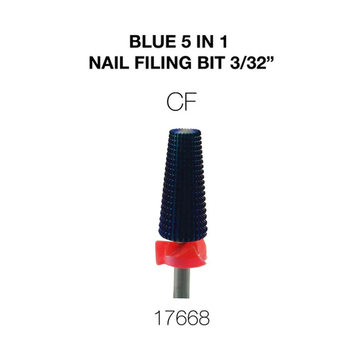 Cre8tion Blue 5 in 1 Nail Filing Bit 3/32'', CF, 17668 (PK: 50pcs/box)