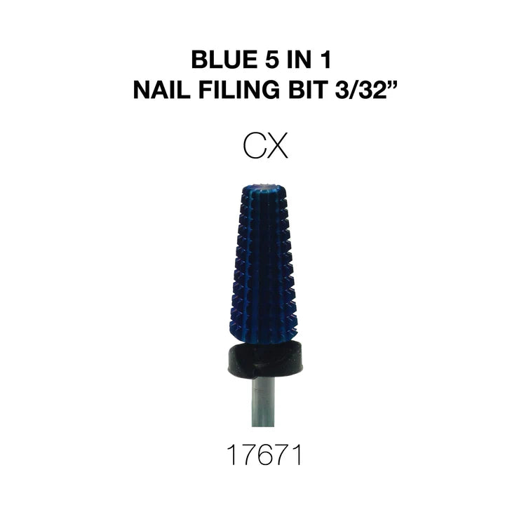 Filling Bit Cre8tion Blue 5in1 Nail Filing Bit - CX 3/32 (Pk: 50 pcs/box) — Nails ...