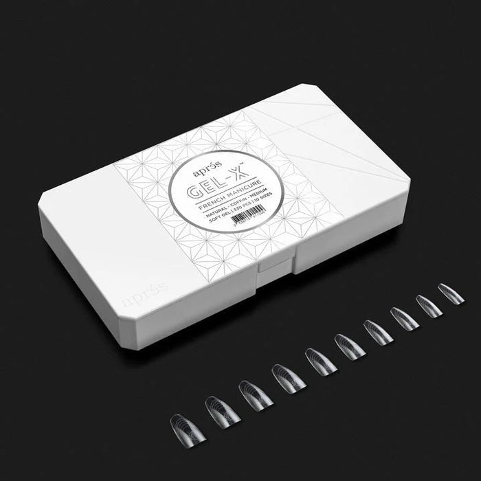 Apres French Manicure Gel-X Tips, Natural Coffin Medium, Box Of Tips, FM-NCM (Pk: 5 boxes/case)