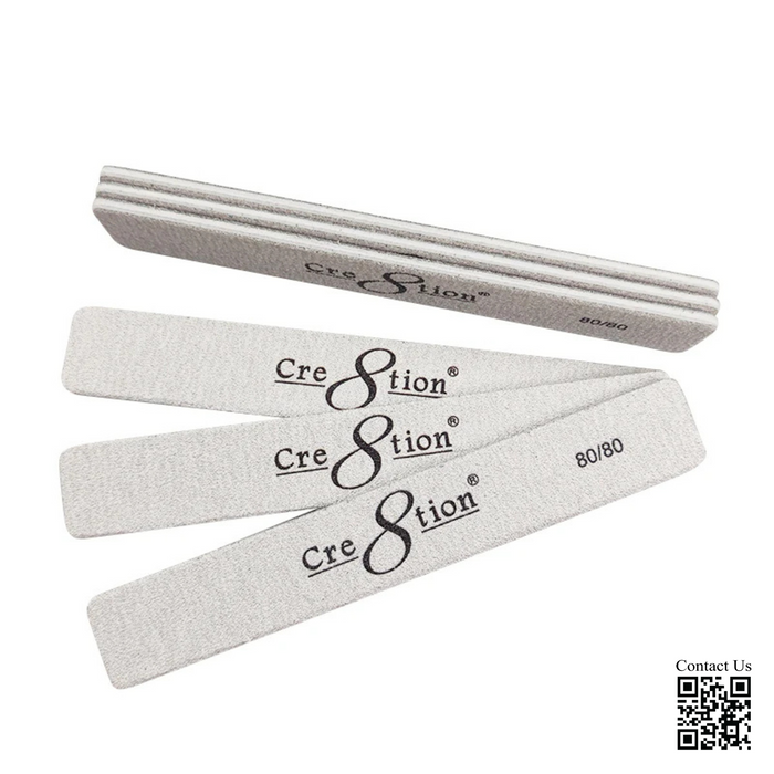 Cre8tion Premium Nail File JUMBO Zebra, Grit 80/100, CASE (Pk: 50 pcs/pack, 30 packs/case)