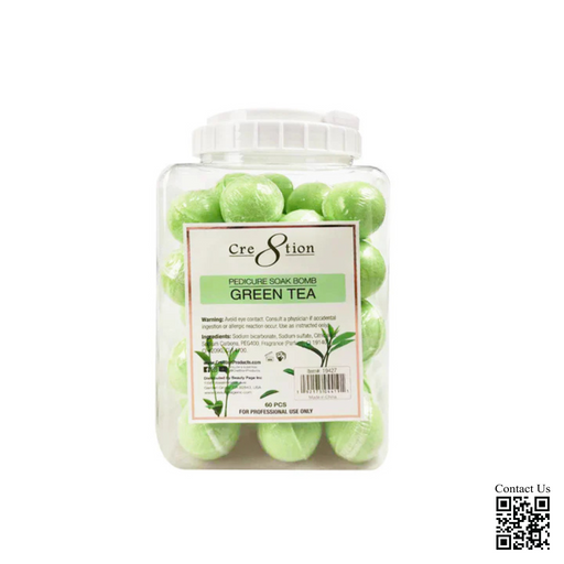 Cre8tion Pedicure Soak Bomb 30g, Green Tea, CASE (Pk: 60 pcs/jar, 4 jars/case)