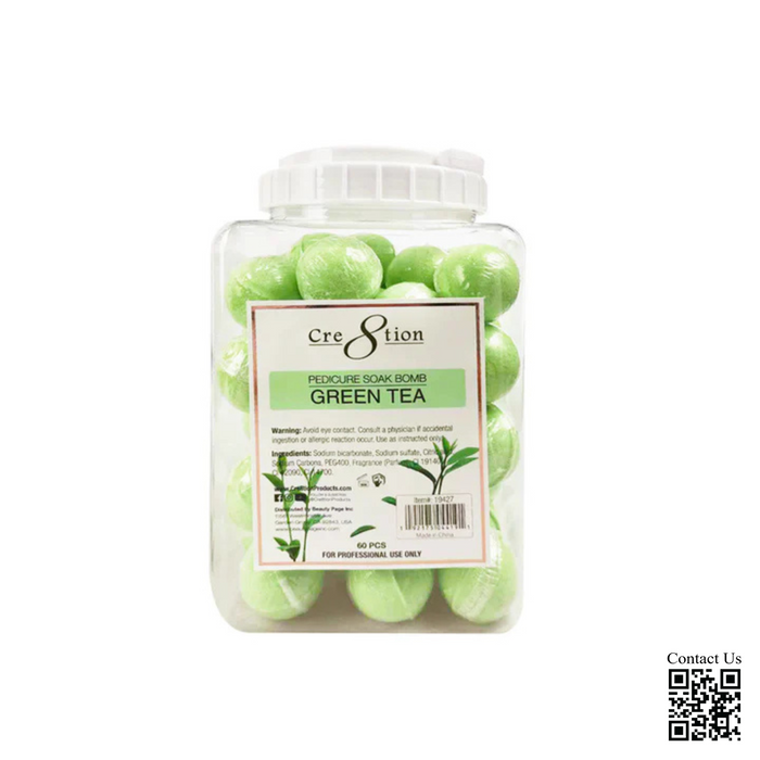 Cre8tion Pedicure Soak Bomb 30g, Green Tea, CASE (Pk: 60 pcs/jar, 4 jars/case)