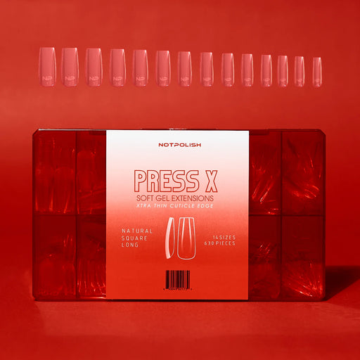 NotPolish Press X Tip BOX - Natural Square Long (Pk: 630 pieces/Box)