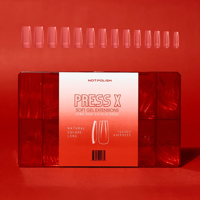NotPolish Press X Tip BOX - Natural Square Long (Pk: 630 pieces/Box)
