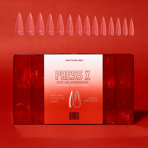 NotPolish Press X Tip BOX - Natural Stilleto Long (Pk: 630 pieces/Box)