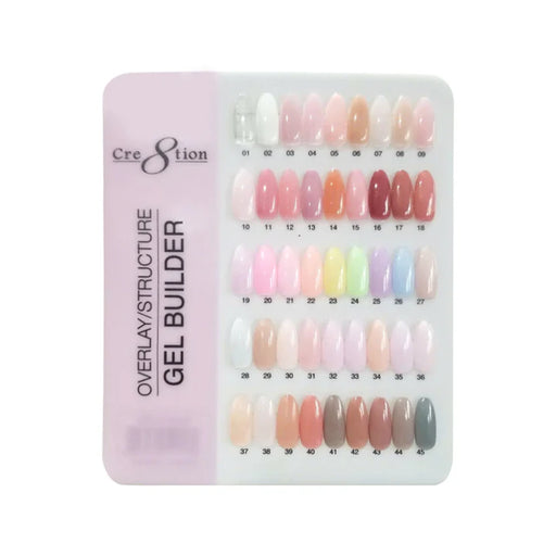 Cre8tion Counter Display Color Chart - Overlay/Builder Gel (45 Colors)