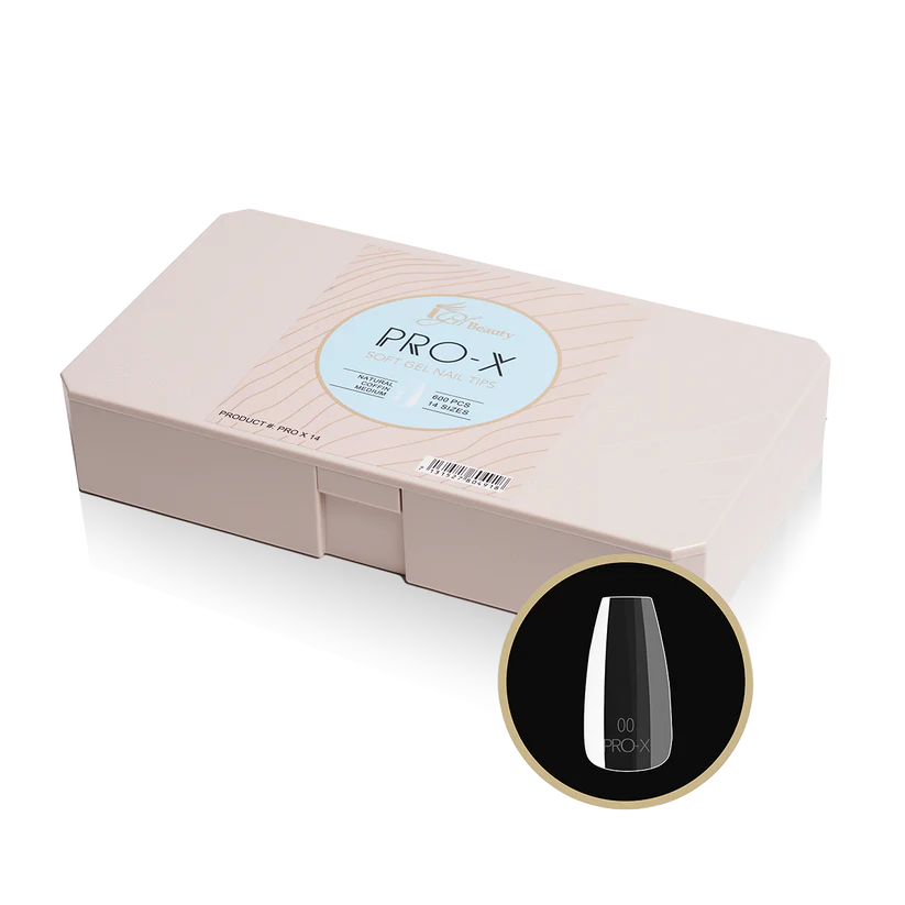 iGel PRO-X Soft Gel Nail Tips 14, Natural Coffin Medium (Pk: 600 pcs/box)