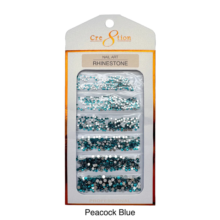 Cre8tion Rhinestone Nail Art - Peacock Blue (Pk: 80 pcs/pack)