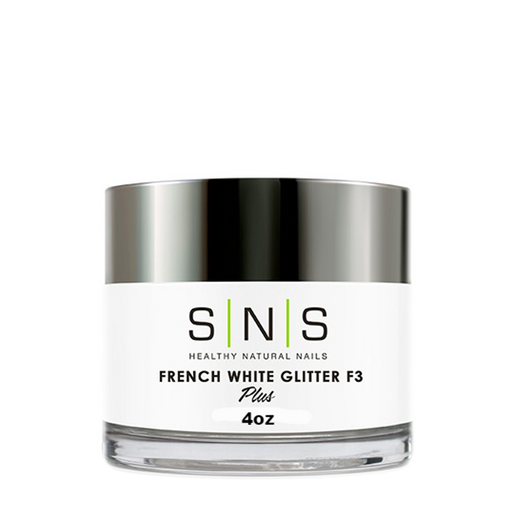 SNS Dipping Powder, 03, FRENCH WHITE GLITTER F3, 4oz (Packing: 40 pcs/case)
