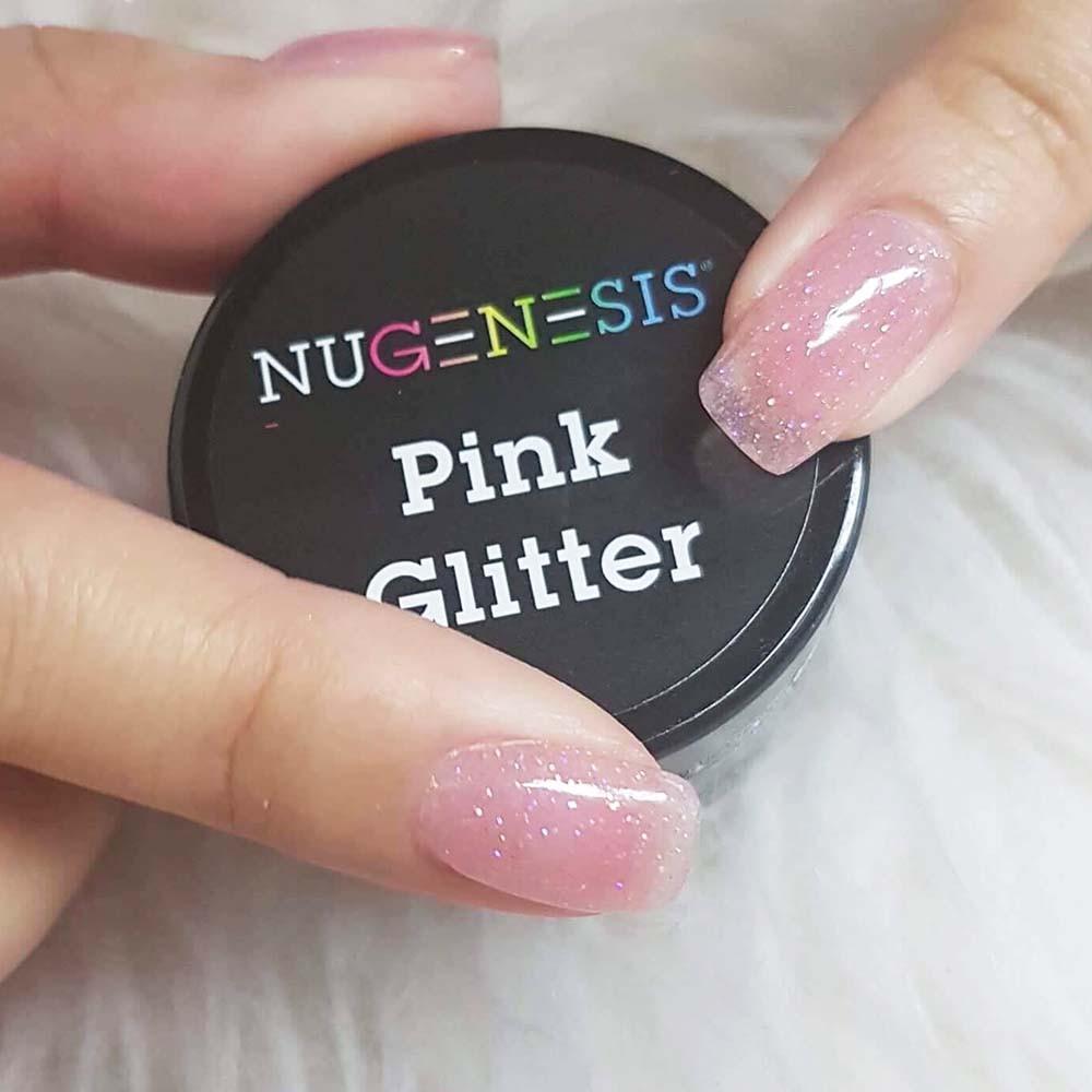 Nugenesis Dipping Powder, Pink & White Collection, PINK GLITTER, 1.5oz