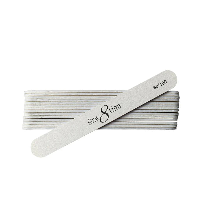Cre8tion Nail File Regular White Sand, Grit 80/80, CASE (Pk: 50 pcs/pack, 30 packs/case)