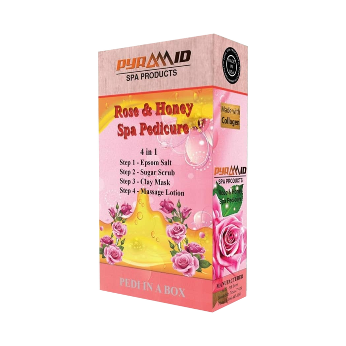 Pyramid Spa Pedicure 4in1 (Made With COLLAGEN), ROSE & HONEY (Pk: 50 packs/case)