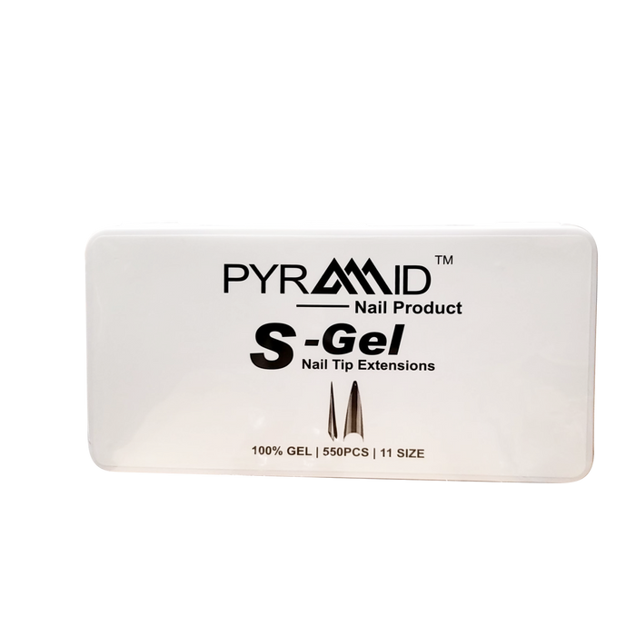Pyramid S-Gel Extension Nail Tips Box, 11 Sizes. LONG STILETTO