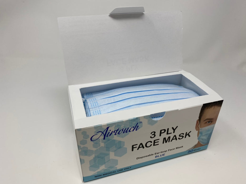 Airtouch Disposable 3 Ply Face Mask, Blue, BOX, 10198 (PK: 50 pcs/case, 40 boxes/case)