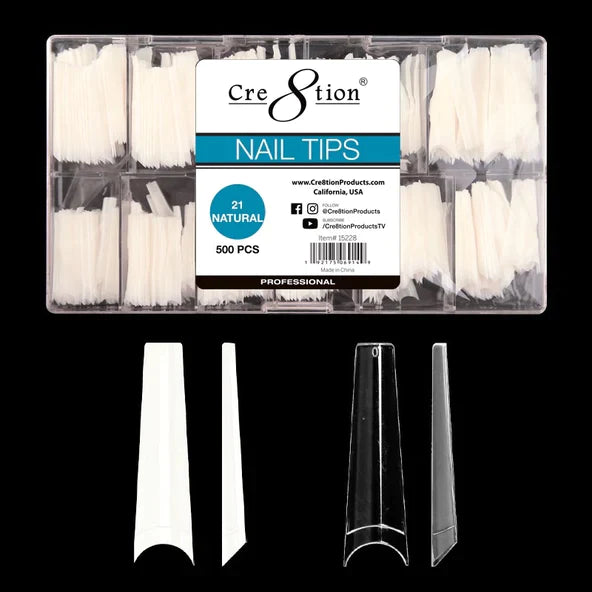 Cre8tion Special Shape CLEAR Tips, #21 - Long Coffin, 15227 (Pk: 550 pcs/box, 100 boxes/case)