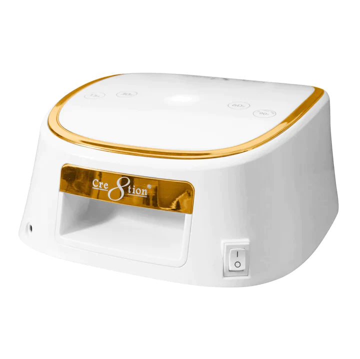 Cre8tion Cordless LED Lamp - White with Gold Rim, 13198-GR