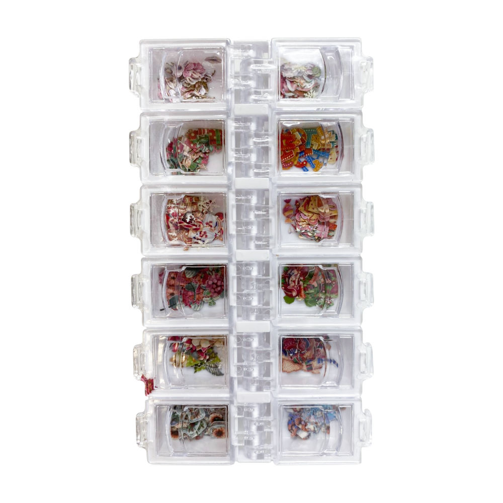 Airtouch Nail Art Paper, Christmas Collection Set #02, 12 jars/box