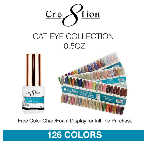 Cre8tion Cat Eye Gel New (#109 - #126), 0.5oz, Color List Note, 000