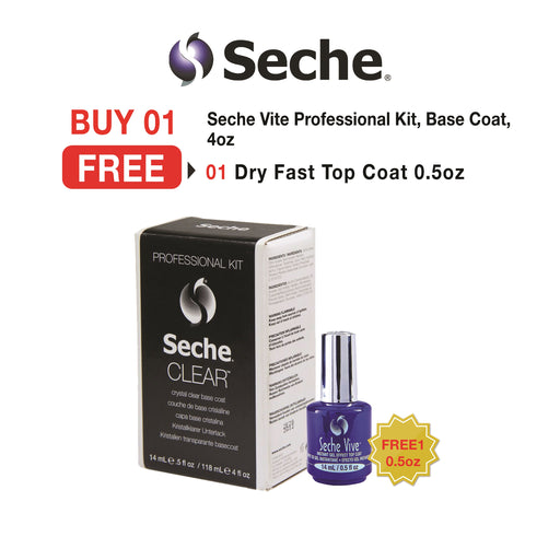 Seche Vite Professional Kit, Base Coat, 4oz, FREE 1 Dry Fast Top Coat 0.5oz (Packing: 18 sets/case)
