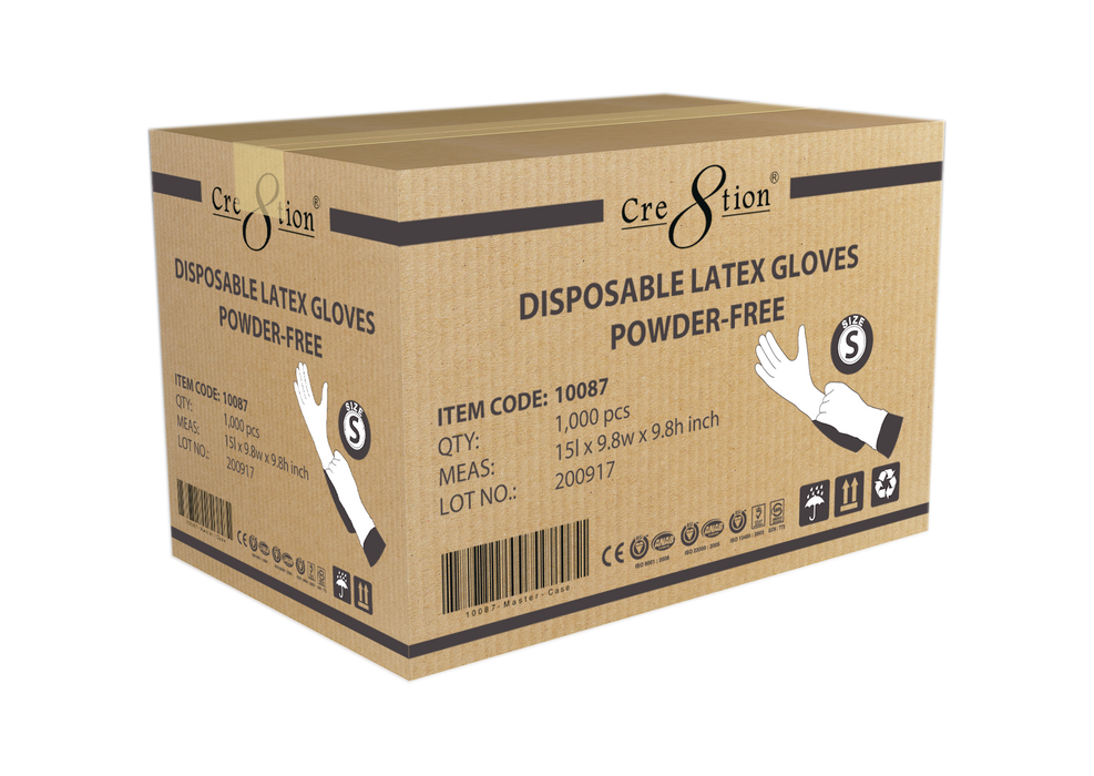 Cre8tion Disposable Latex Gloves (Made In Vietnam), Powder-Free, Size S, 10087 (Packing: 100 pcs/box, 10 boxes/case) Cre8tion Disposable Latex Gloves (Made In Vietnam), Powder-Free, Size S, 10087 (Packing: 100 pcs/box, 10 boxes/case)
