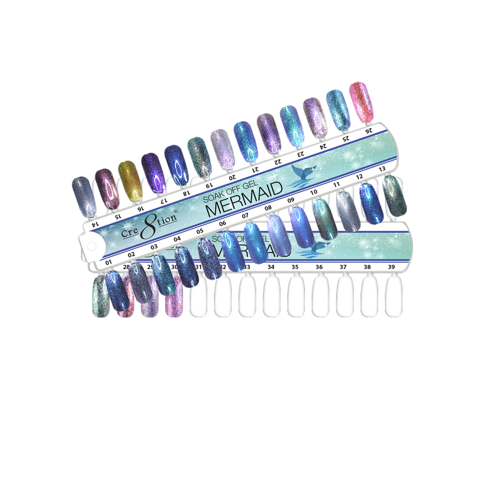 Cre8tion Mermaid Gel Collection, Sample Tips For Full Line, From #01 To #02