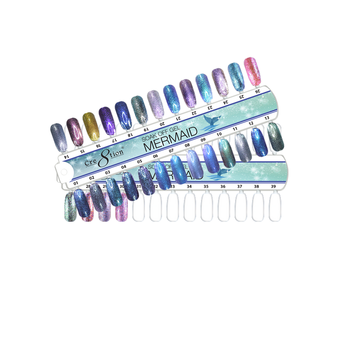 Cre8tion Mermaid Gel Collection, Sample Tips For Full Line, From #01 To #02