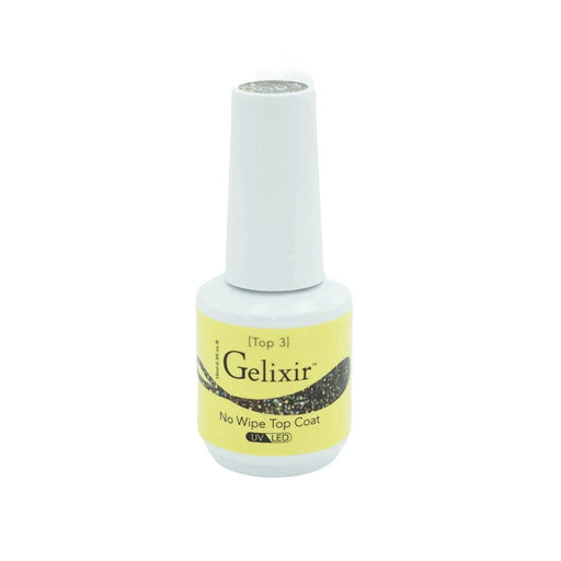 Gelixir GLITTER No Wipe Top Coat, 03, 0.5oz (Pk: 6 pcs/box, 192 pcs/case)