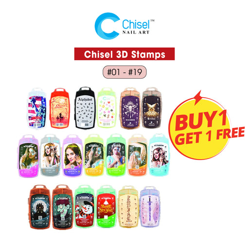 Chisel 3D Stamps, A Full Line of 19 Colors (From #01 To #19). Buy 01 Get 01 FREE