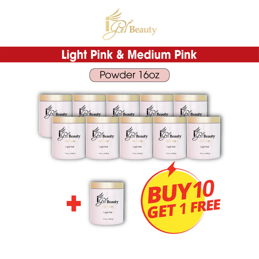 iGel Acrylic/Dipping Powder, Pink & White Collection, DP013, Light Pink & Medium Pink, 16oz. Buy 10 Get 01 FREE