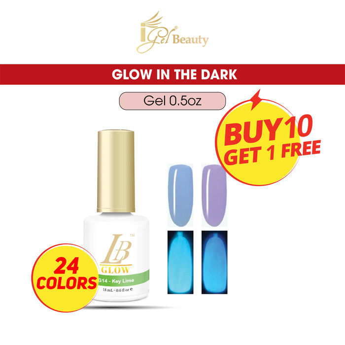 iGel LB Glow In The Dark Gel Polish, 0.6oz, Full Line 24 Colors. Buy 10 Get 01 FREE