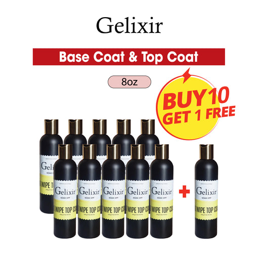 Gelixir Base coat & Top Coat, Refill 8oz. Buy 01 Free 01 FREE