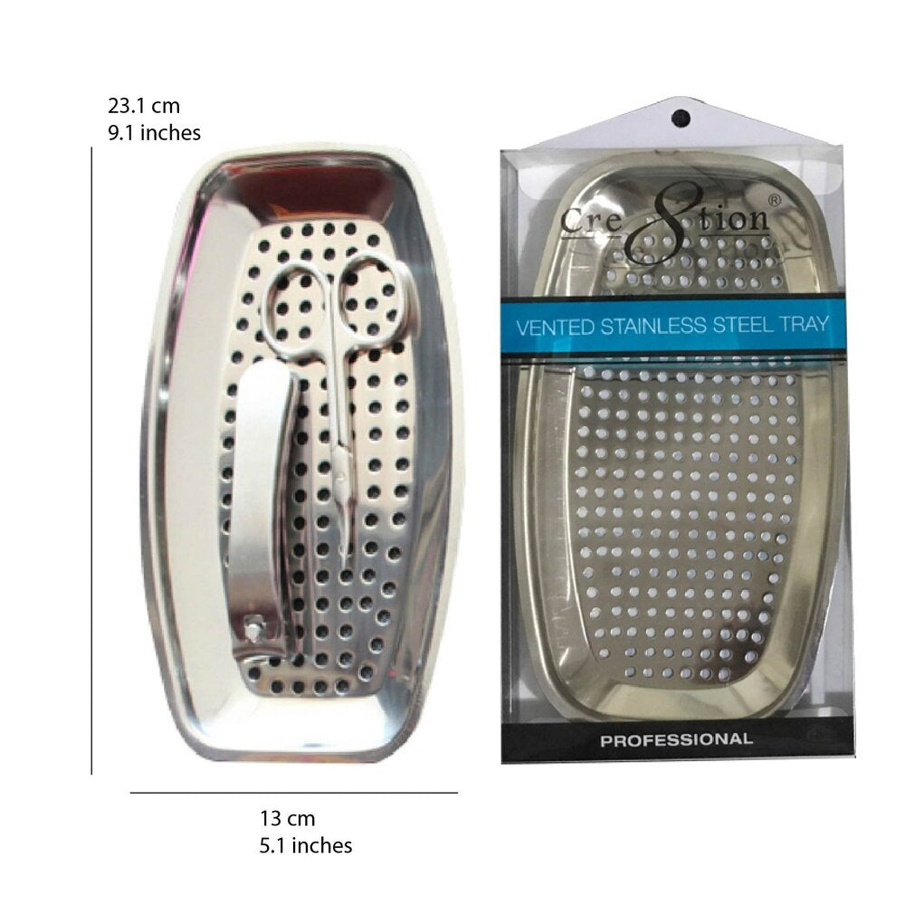 Cre8tion Disinfectant - Stainless Steel Tray with Holes, LARGE, 23.1x13cm (Pk: 120 pcs/case)