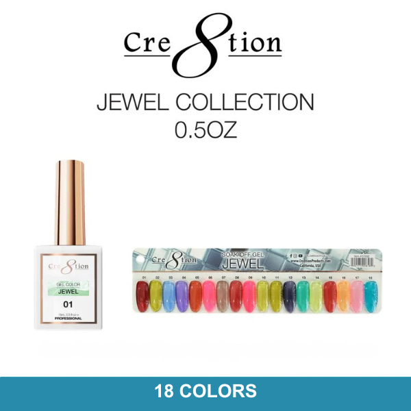 Cre8tion Gel 0.5oz - JEWEL (Pk: 6 pcs/box, 180 pcs/case) Collection 000