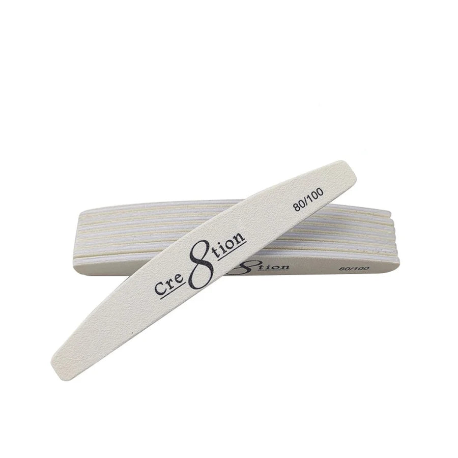Cre8tion Premium White Nail Files Harbor Bridge, Grit 100/100, CASE (Pk: 50 pcs/pack, 30 packs/case)