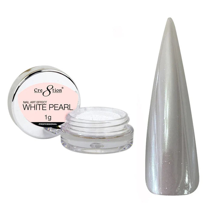 Cre8tion Nail Art 1g - White Pearl Effect (Pk: 6 jars/pack)
