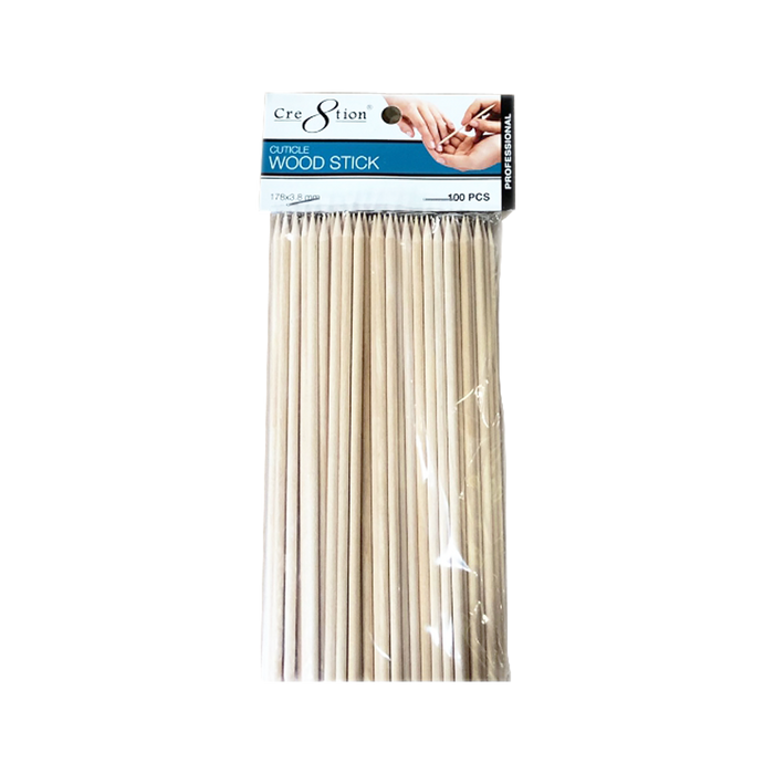 Cre8tion Orange Cuticle Wood Stick, 178x3.8mm, 100pcs/pack OK0417VD