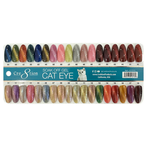 Cre8tion Cat Eye Gel, 0.5oz, Color Chart , 01, 36 Colors (From 1 to 36)