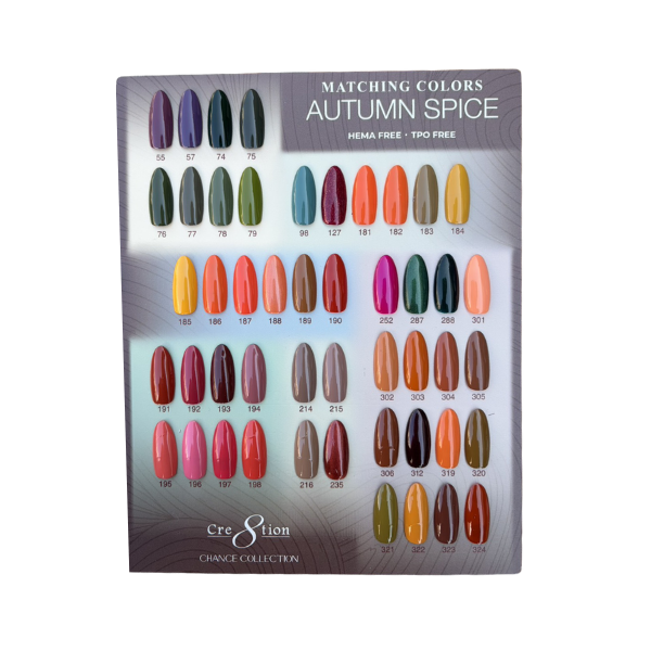 Chance Counter Display Color Chart - Autumn Spice Collection (48 Colors)